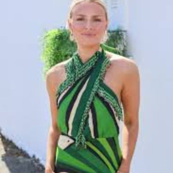 NWT Farm Rio Toucan beaded maxi halter dress, sz. S - Picture 2 of 8